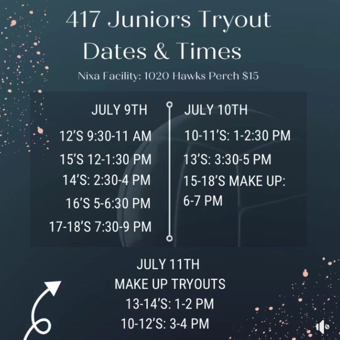 '22/23 Tryouts times